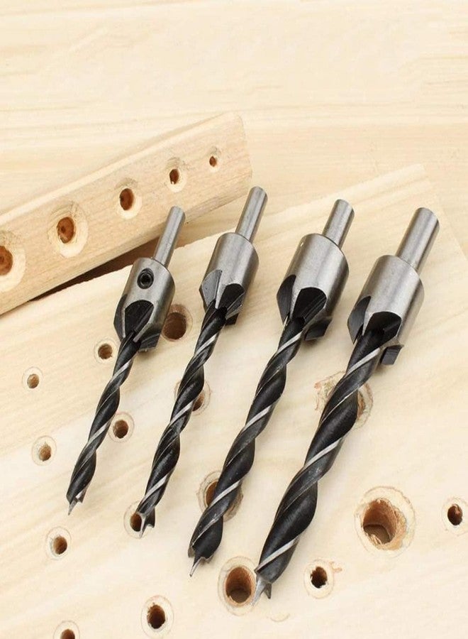 KP2® Drill Bit Set With Countersink Attachment Special Wooden Chamfer Tool For Drilling Screw With Head Counter On Wood Set, Brad Point Woodworking Hss Drill Bit (Pack Of 4) - Image 3